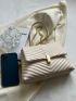 Chevron Quilted Flap Chain Square Bag