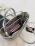 Metallic Metal Decor Top Handle Bag With Coin Purse