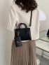 Chevron Embossed Square Bag With Coin Purse