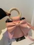 Mini Letter Embossed Bow Decor Bucket Bag