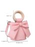 Mini Letter Embossed Bow Decor Bucket Bag