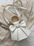 Mini Letter Graphic Bow Decor Bucket Bag