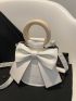 Mini Letter Graphic Bow Decor Bucket Bag