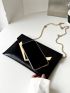 Metal Detail Flap Chain Glitter Envelope Bag