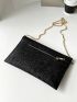 Glitter Metal Decor Flap Square Bag, Perfect Bride Purse For Wedding, Prom & Party Events