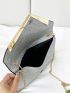 Glitter Metal Decor Flap Square Bag, Perfect Bride Purse For Wedding, Prom & Party Events