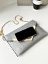 Glitter Metal Decor Flap Square Bag, Perfect Bride Purse For Wedding, Prom & Party Events