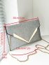 Glitter Metal Decor Flap Square Bag, Perfect Bride Purse For Wedding, Prom & Party Events