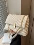 Chevron Quilted Flap Chain Square Bag