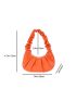 Mini Neon Orange Snap Button Ruched Bag
