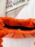 Mini Neon Orange Snap Button Ruched Bag