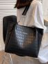 Letter Graphic Shoulder Tote Bag