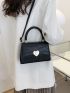 Crocodile Embossed Heart Decor Flap Square Bag