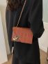 Mini Geometric Embossed Metal Lock Flap Chain Square Bag