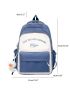 Two Tone Letter Print Functional Backpack With Bag Charm
