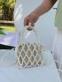Mini Faux Pearl Decor Drawstring Design Square Bag