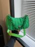 Quilted Shoulder Bag Green Chain Decor Shoulder Bag