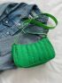 Quilted Shoulder Bag Green Chain Decor Shoulder Bag