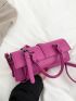 Neon Pink Flap Baguette Bag