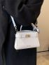Mini Crocodile Embossed Twilly Scarf Decor Letter Print Square Bag
