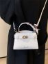Mini Crocodile Embossed Twilly Scarf Decor Letter Print Square Bag