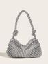 Rhinestone Decor Hobo Bag