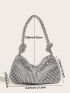 Rhinestone Decor Hobo Bag