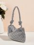 Rhinestone Decor Hobo Bag