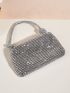 Rhinestone Decor Hobo Bag