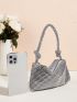 Rhinestone Decor Hobo Bag
