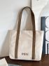 Letter Print Shopper Bag