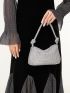 Rhinestone & Knot Decor Hobo Bag , Women's Glitter Clutch Purse, Elegant Handbag For Wedding Prom Party