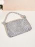 Rhinestone & Knot Decor Hobo Bag , Women's Glitter Clutch Purse, Elegant Handbag For Wedding Prom Party