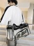 Letter Graphic Clear Duffel Bag