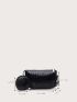 Crocodile Embossed Saddle Bag With Coin Purse