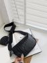 Crocodile Embossed Saddle Bag With Coin Purse