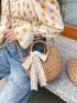 Twilly Scarf Decor Straw Bag