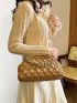 Minimalist Quilted Chain Handle Dome Bag