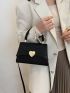 Crocodile Embossed Heart Decor Flap Square Bag