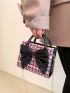 Mini Plaid Pattern Bow Decor Chain Square Bag