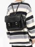 Men Buckle Decor Satchel Backpack
