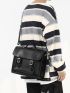 Men Buckle Decor Satchel Backpack
