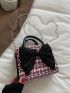 Mini Plaid Pattern Bow Decor Chain Square Bag