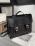 Men Buckle Decor Satchel Backpack
