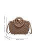 Drawstring Design Double Handle Straw Bag