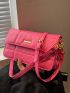 Neon-pink Quilted Flap Square Bag