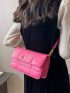 Neon-pink Quilted Flap Square Bag