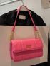 Neon-pink Quilted Flap Square Bag