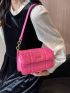Neon-pink Quilted Flap Square Bag