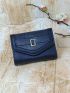 Crocodile Embossed Metal Decor Small Wallet